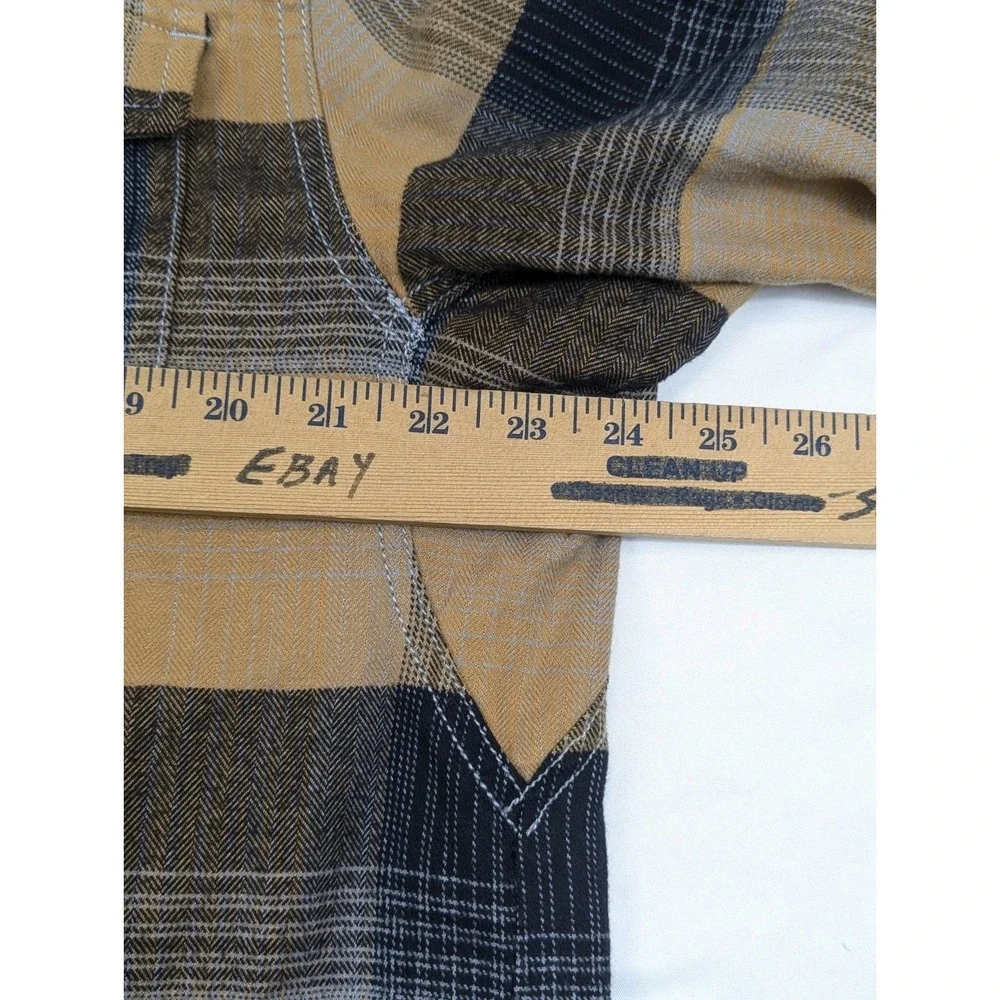 The North Face Flannel Shirt Mens LG Brown Black Plaid Lite Weight Stayside Y2K